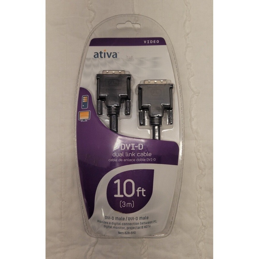 New DVI-D Dual Link Cable Ativa 10ft.DVI-D MALE /DVI-D MALE